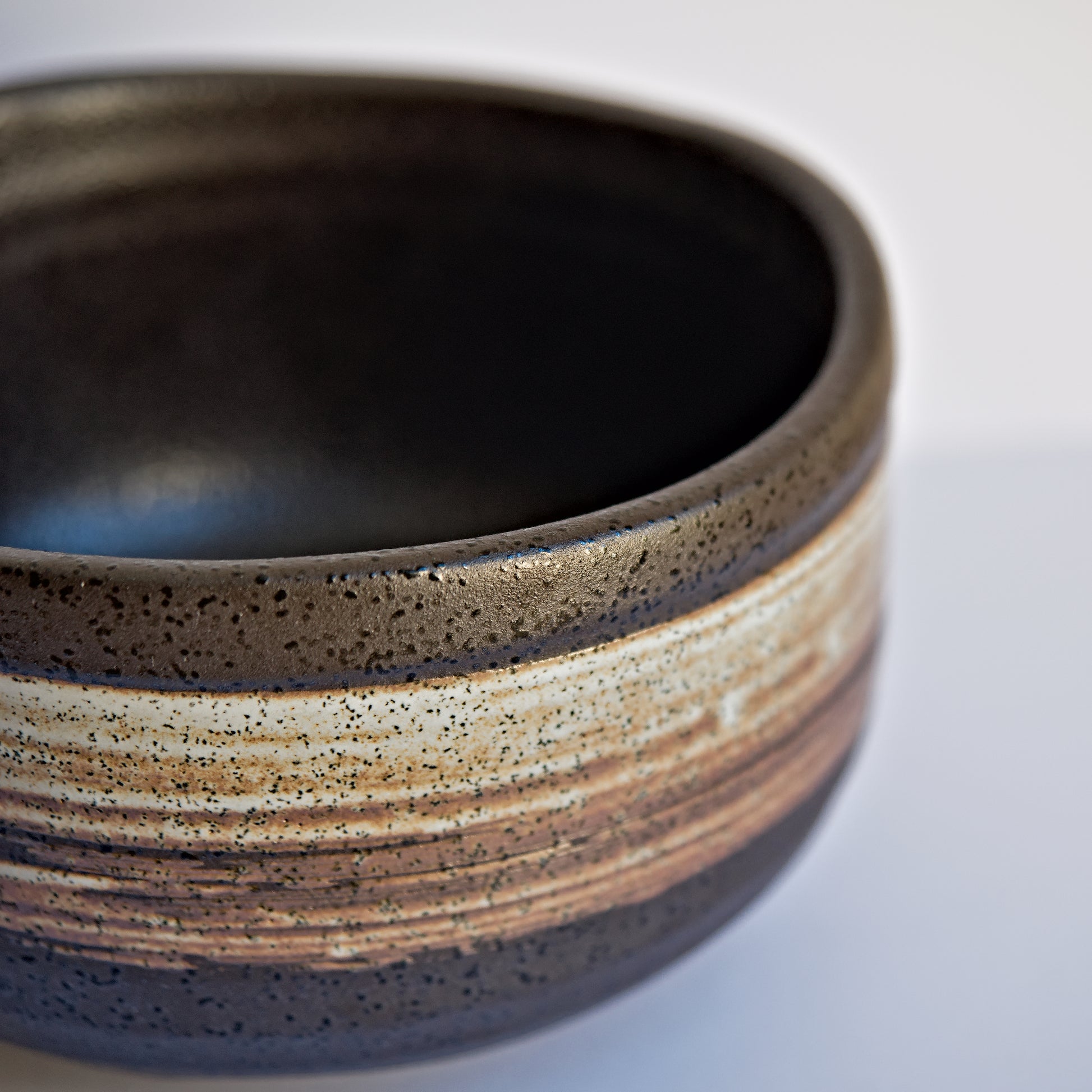 Shiro-hake Tenmoku hand-painted glaze detail — Mino-yaki ceramic matcha bowl, Namisan Australia